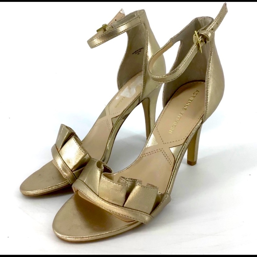 NEW Adrienne Vittadini Gabi Gold High Heel Sandal